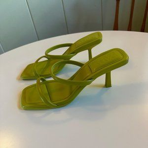 Zara Slide On Kitten Heels - Green